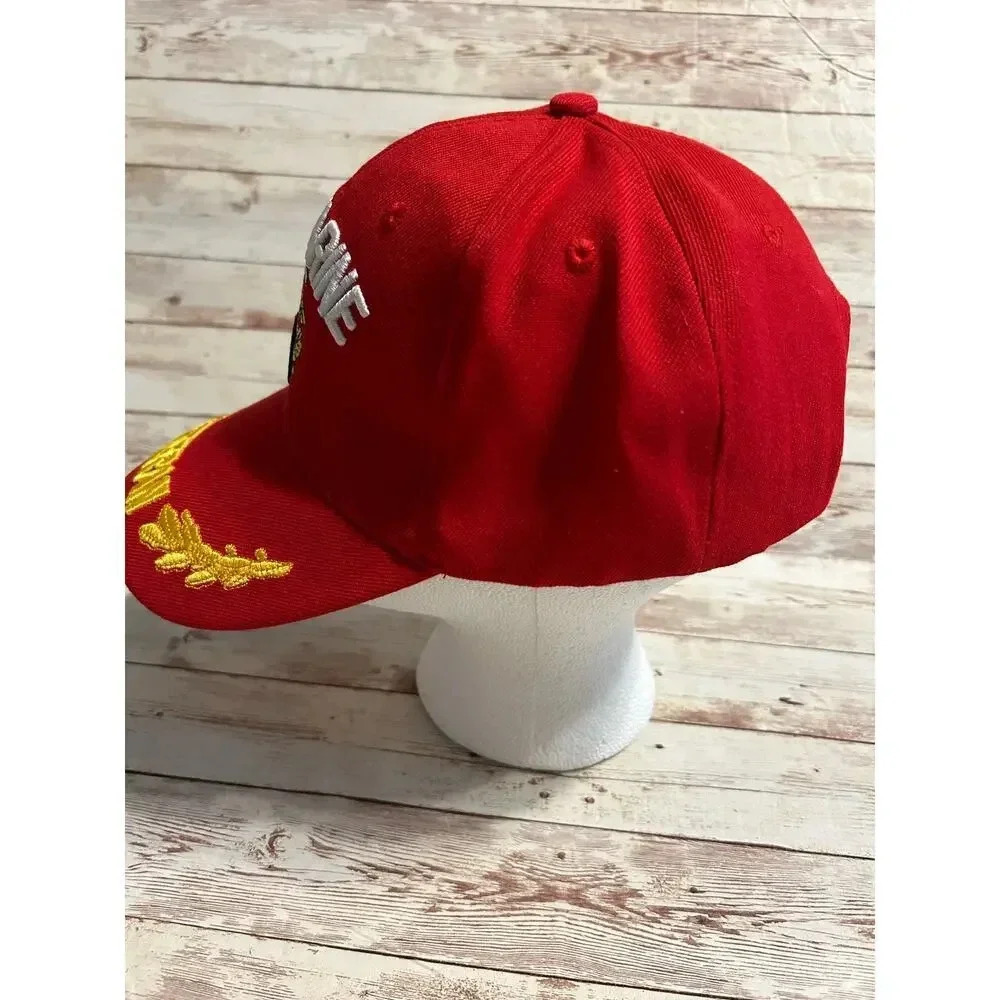 U.S. Marine Veteran Wool Blend Baseball Cap Hat Adjustable One-Size NWOT Red USA